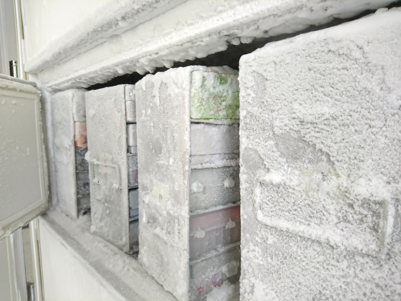 ultra low temperature storage with excess ice